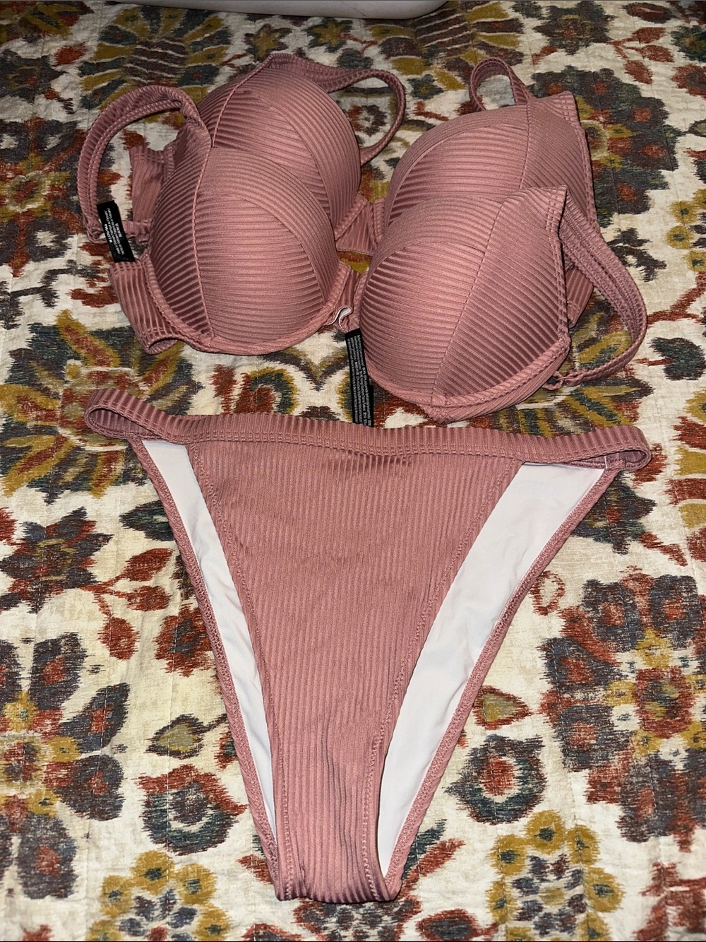 Victoria Secret- Ribbed Mauve Push-Up Bikini Set